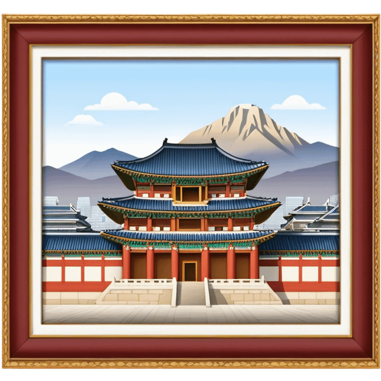 Cinematic Realistic Gyeongbokgung Palace Landmark Emoji, depicted with regal historic architecture rendered with intricate detail and majestic, dynamic lighting. emoji