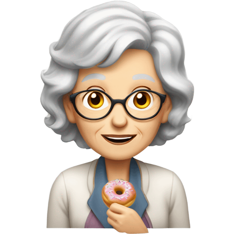 white old lady eating donut  emoji