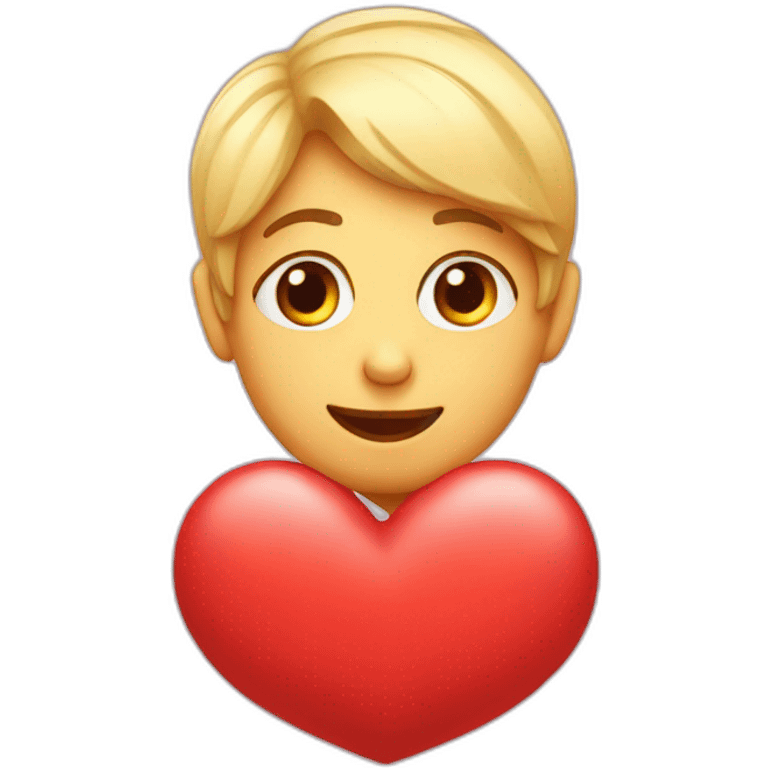 red heart with cute face emoji