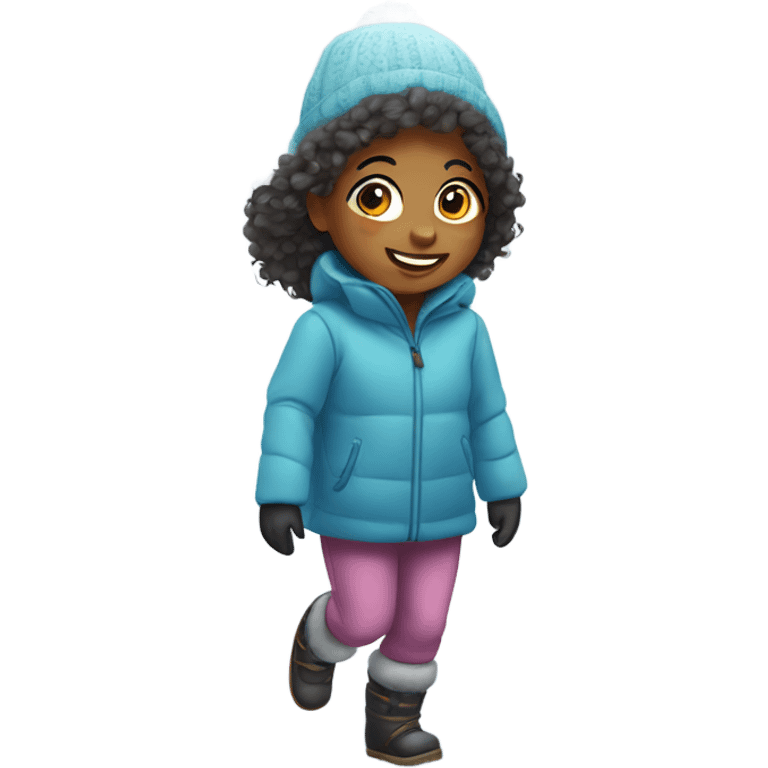 Little girl playing in the snow emoji