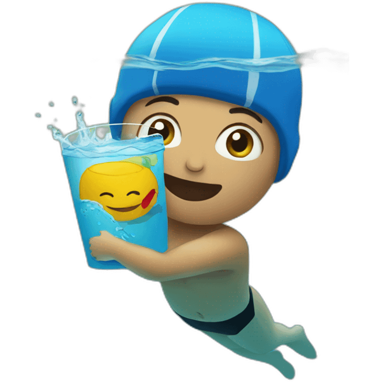 swimming with cup emoji