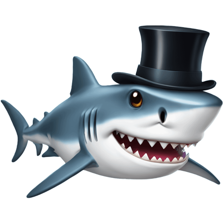 Shark with a top hat emoji