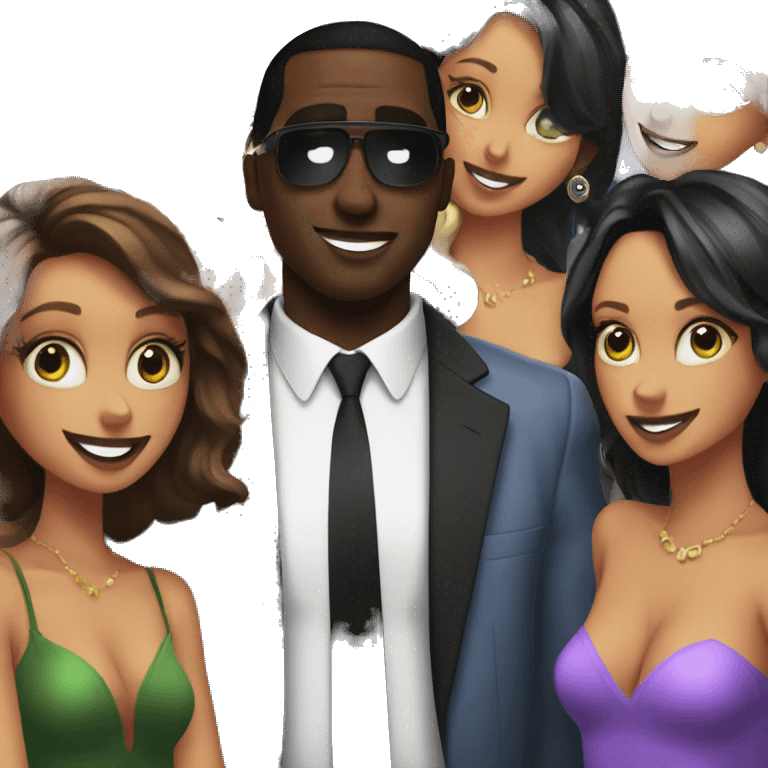 diddy at a party with bunch of girs emoji