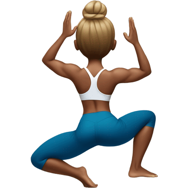 fitness model squating yoga pose back view hyprealisric emoji