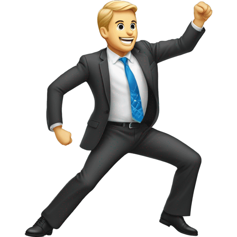 A white male business executive doing the griddy celebration dance with diamond chains. emoji