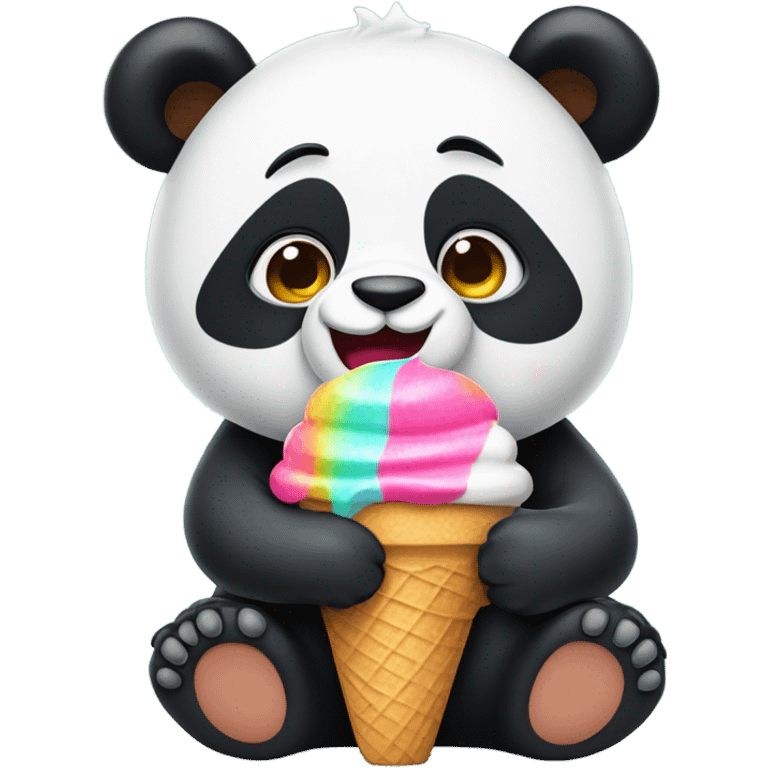 Panda eating ice cream emoji