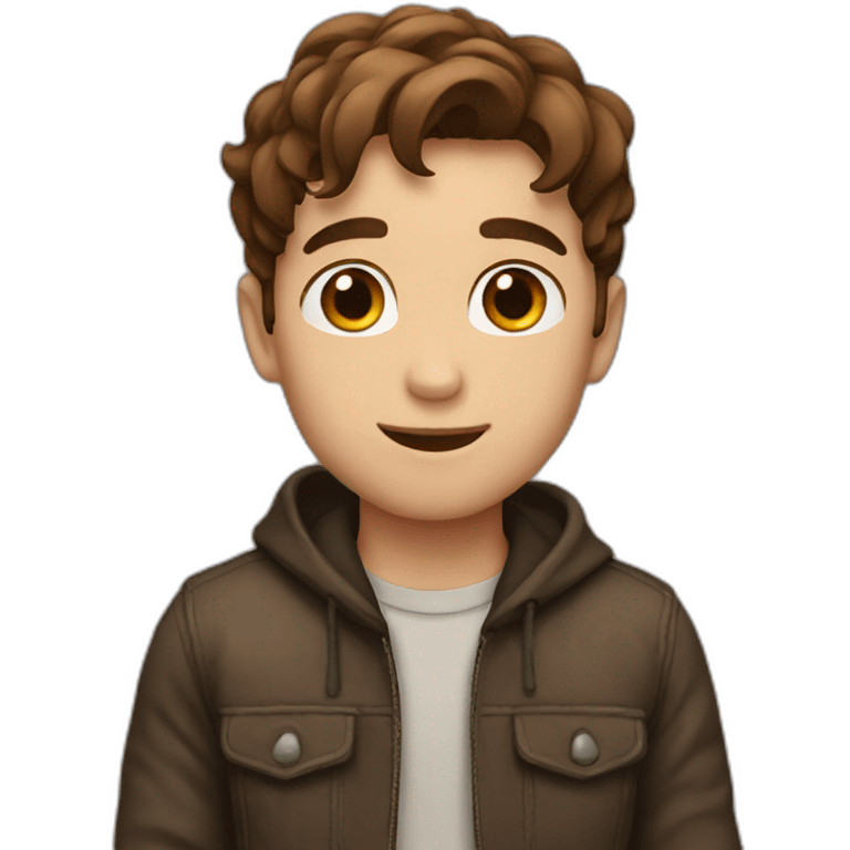 Brown hair boy in love emoji