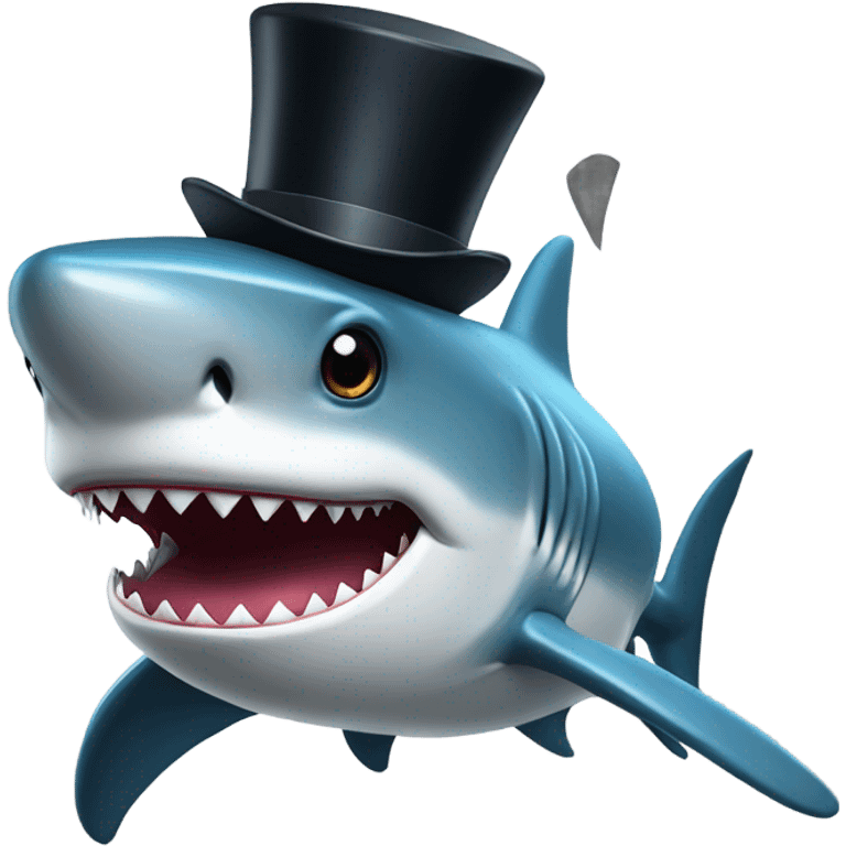 Shark with a top hat emoji