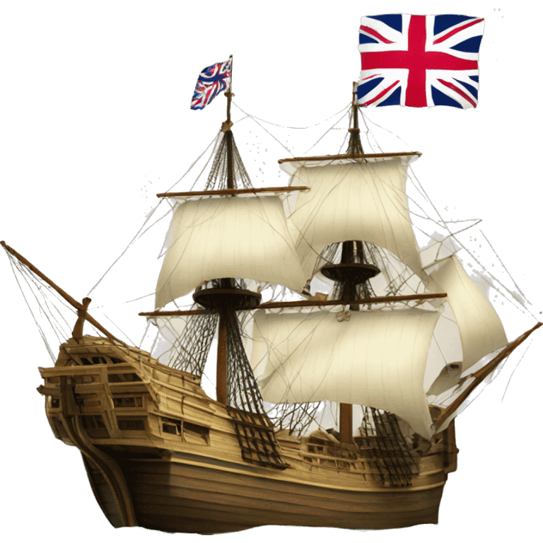 mayflower ship with one the Grand Union Flag emoji