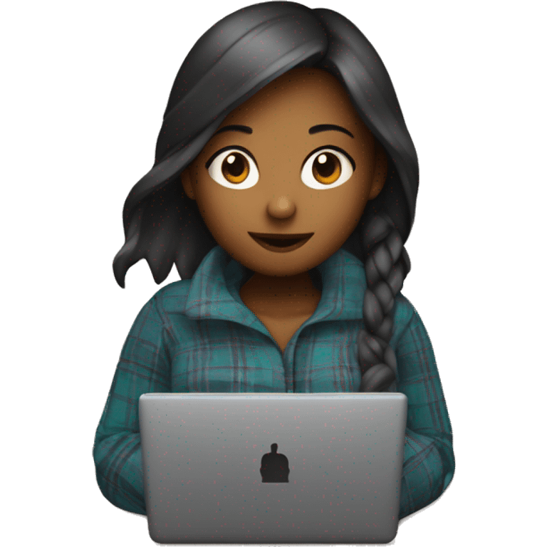 The girl wrapped herself in a plaid with a laptop emoji