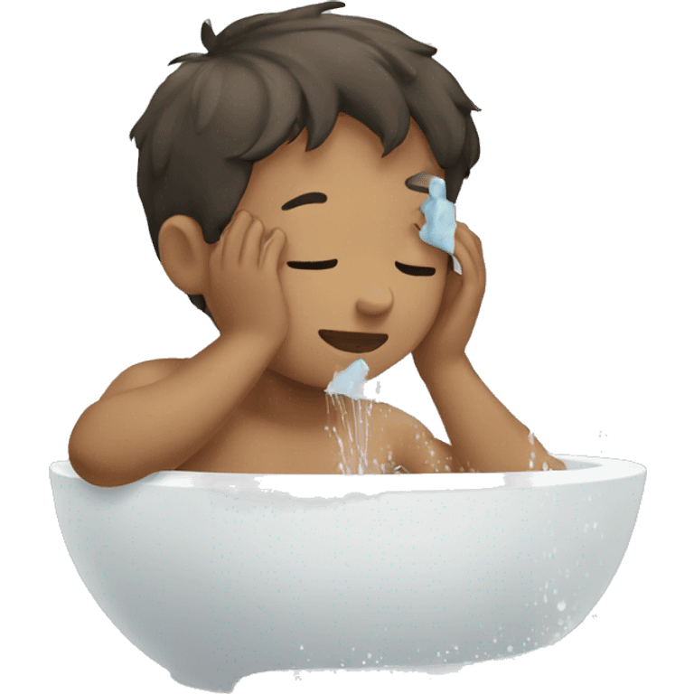 boy washing face emoji