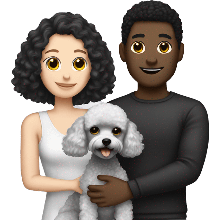 White gay couple with 1 black toy poodle emoji