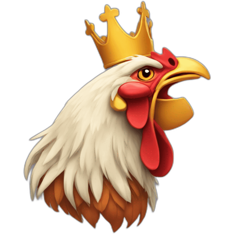 howling rooster with a crown on its head emoji