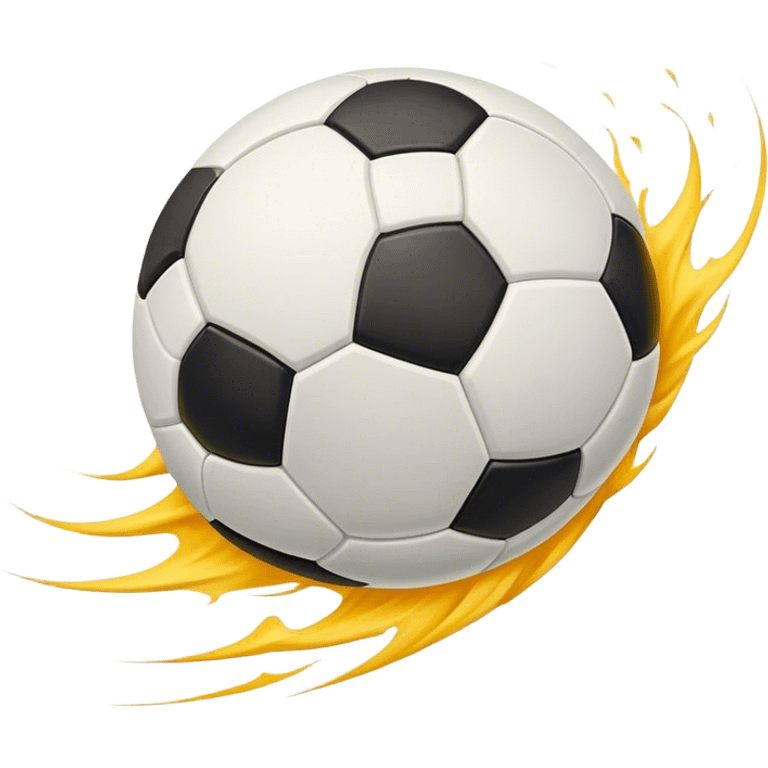 Cinematic Realistic image of a soccer ball soaring through the air, capturing dynamic motion and finely detailed textures with a dramatic, high-energy lighting that evokes the thrill of the game emoji