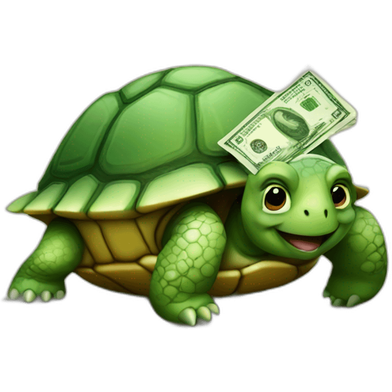 turtle holding money emoji