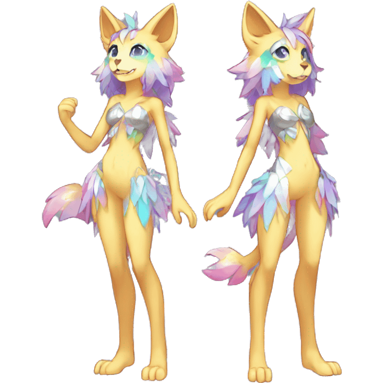 Anthro Sona Colorful Sparkle Shiny Fakemon Full Body emoji