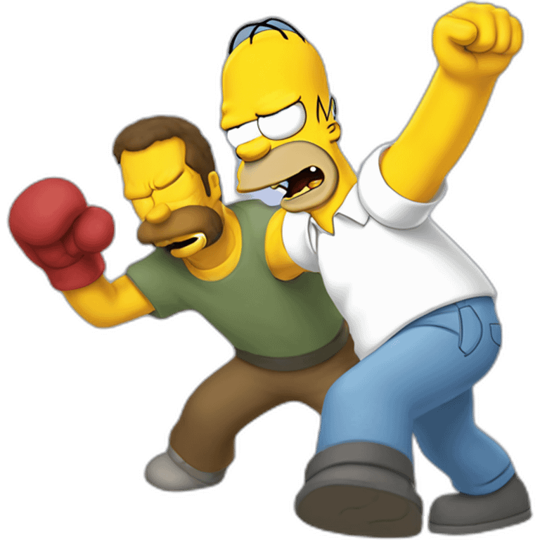 Homer simpson fight with need flanders emoji