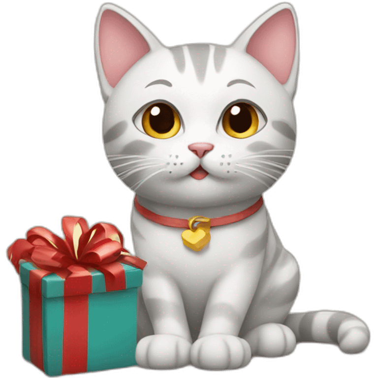 Cat with a gift emoji