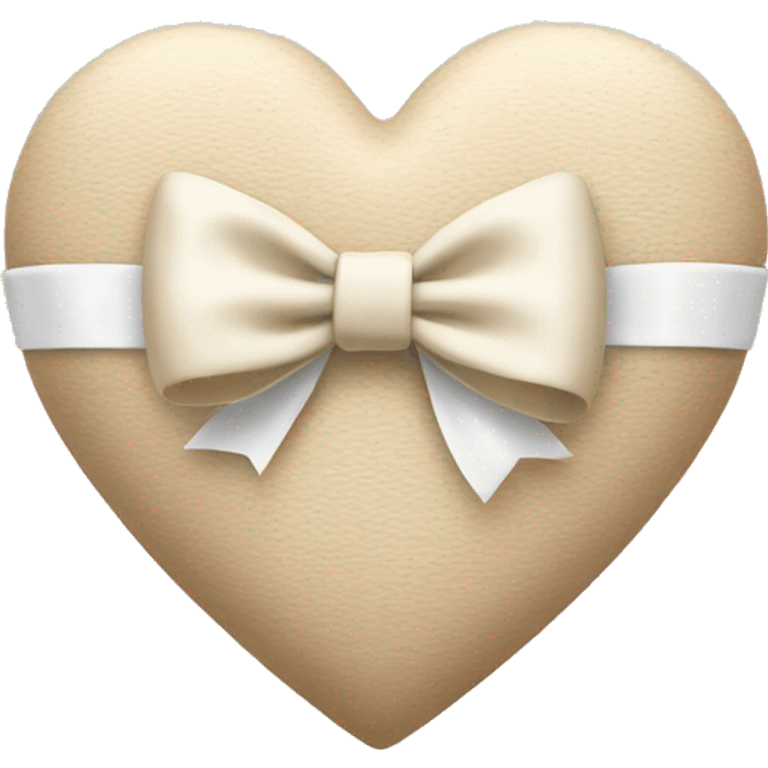 beige heart with white bow emoji