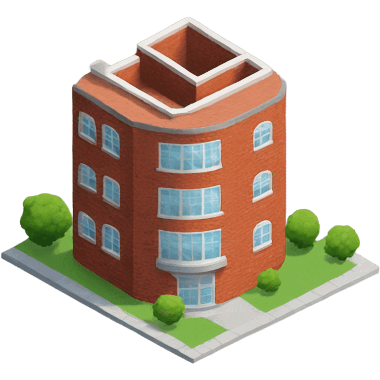 isometric one storey round red brick building emoji