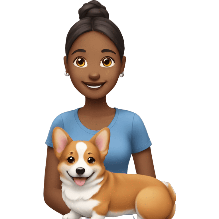 smiling girl with corgi emoji