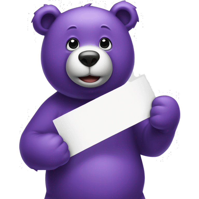 MANGA PURPLE BEAR HOLDING SIGN OF BN emoji