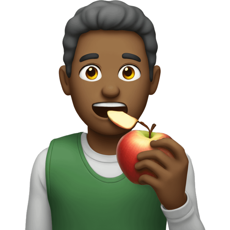 Man eating an apple emoji