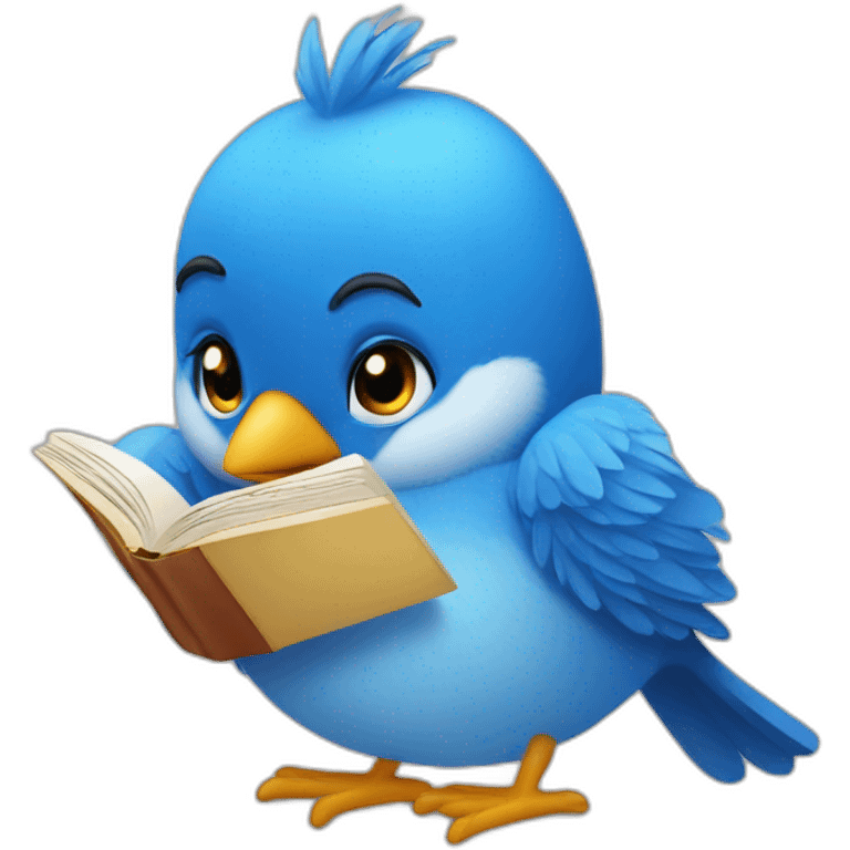 Little blue bird reading a book emoji