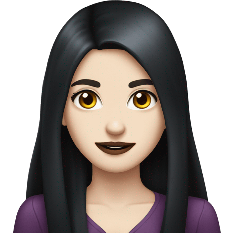 white girl black hair tuck behind ears vampire  emoji