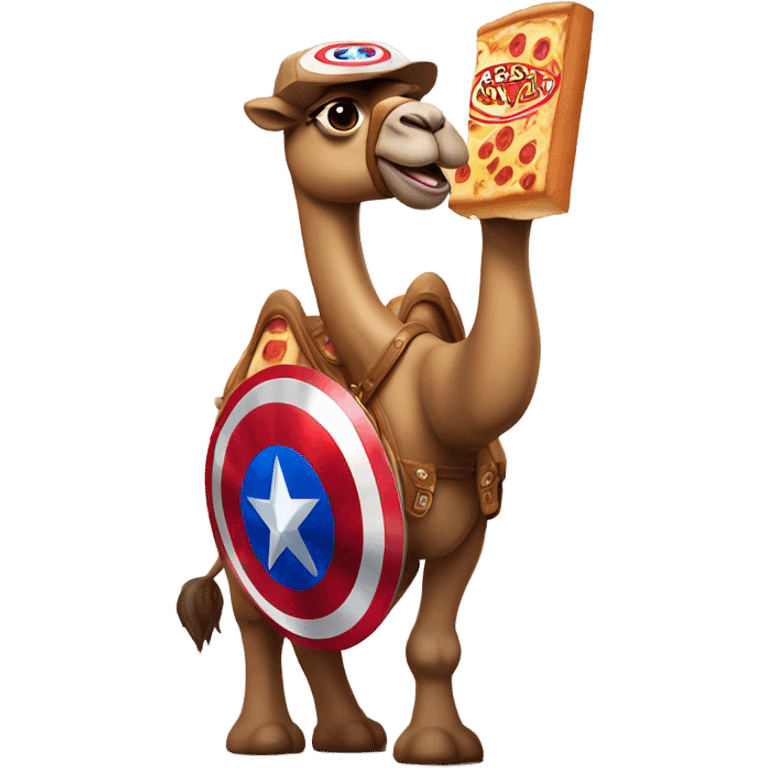 Captain America as a camel ordering Little Caesars emoji