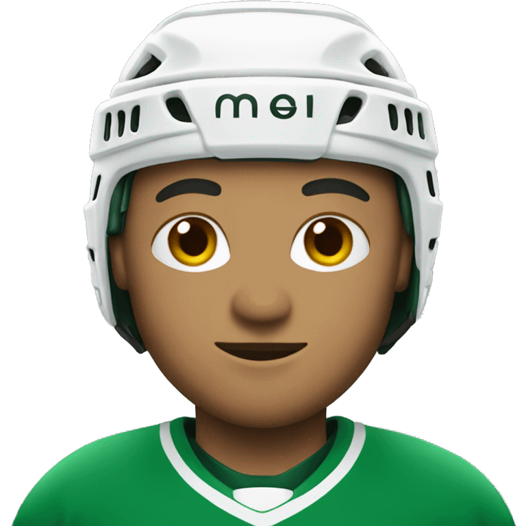 hockey player with green and white shirt emoji