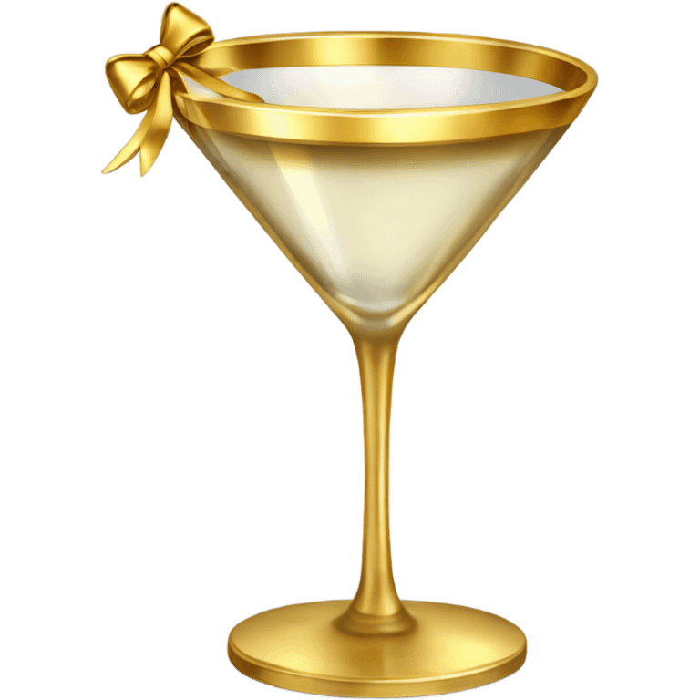 gold rimmed martini glass with tiny gold bows emoji