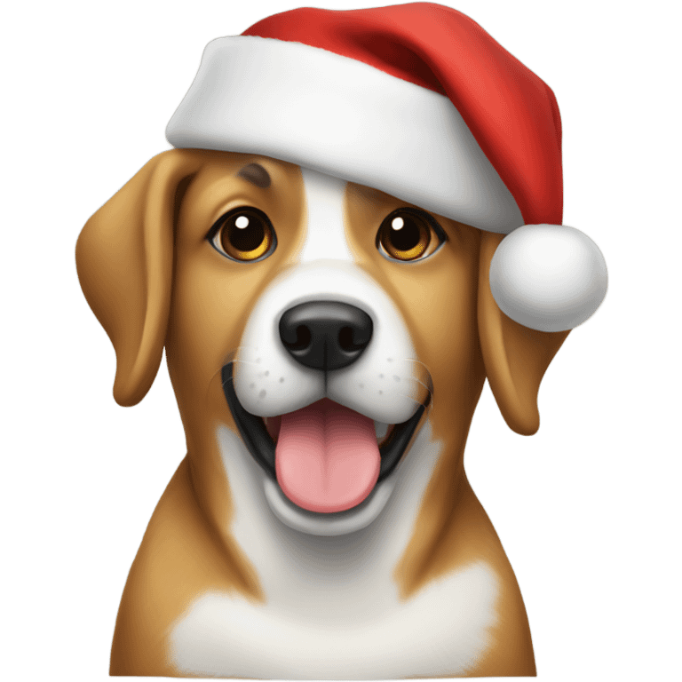 dog with a christmas hat emoji