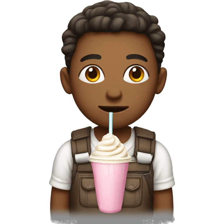 Person giving side eye and drinking a milkshake  emoji