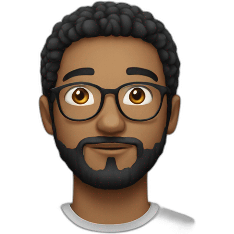 a 20 year old man with round glasses and black beard emoji