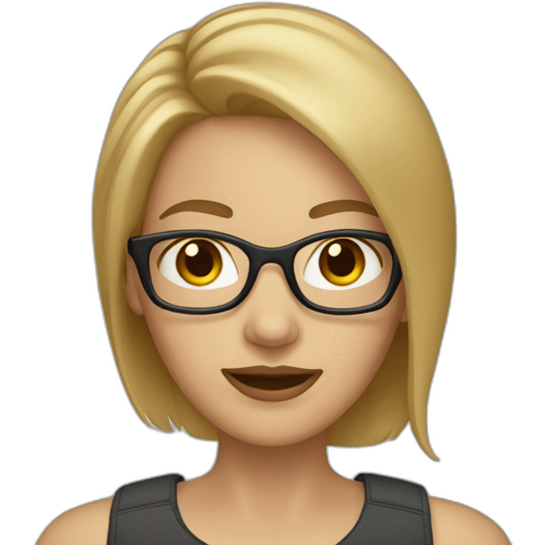 Blonde woman with straight light brown hair and glasses emoji