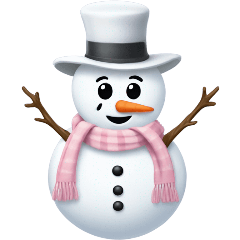 Cute white and light pink snowman emoji