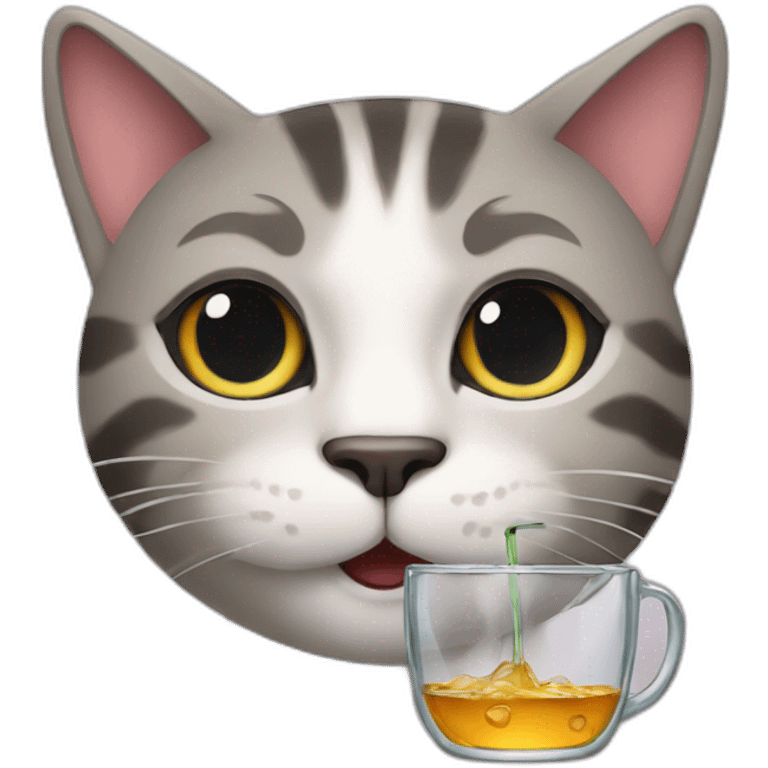 cat dreeking a drink emoji