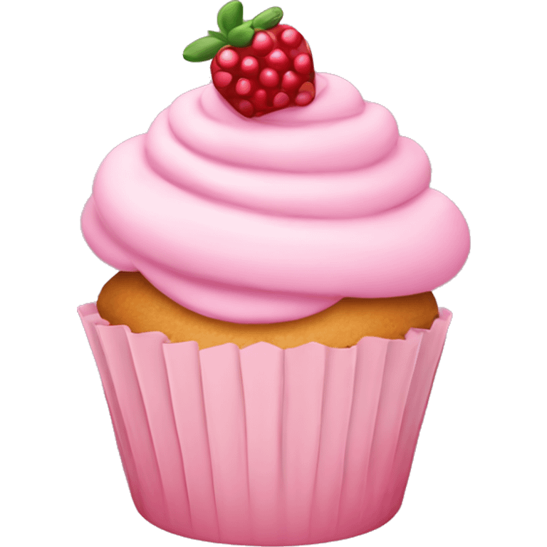 pastel pink cupcake with berries emoji