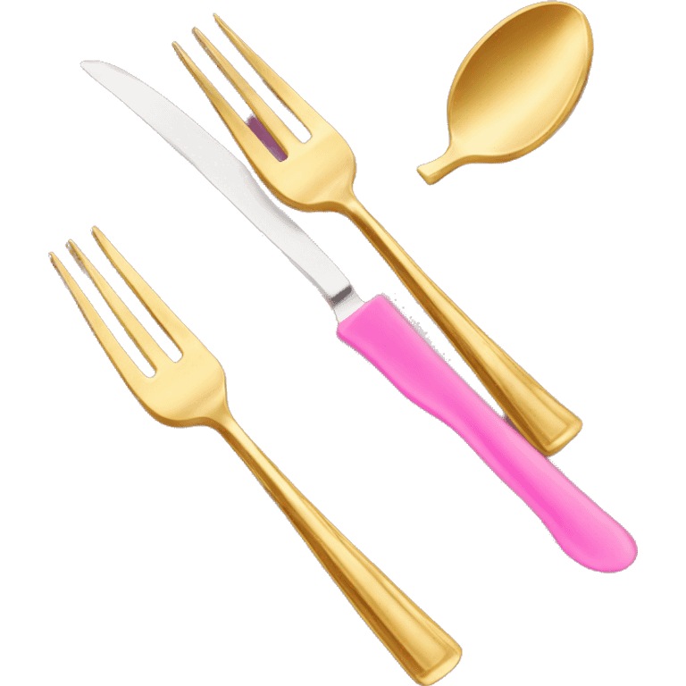  pink and gold knife and fork  emoji