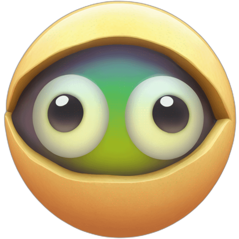 3d sphere with a cartoon glowstone texture with big feminine eyes emoji