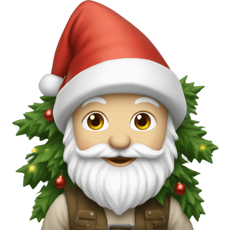 Cute gnome with Christmas tree  emoji