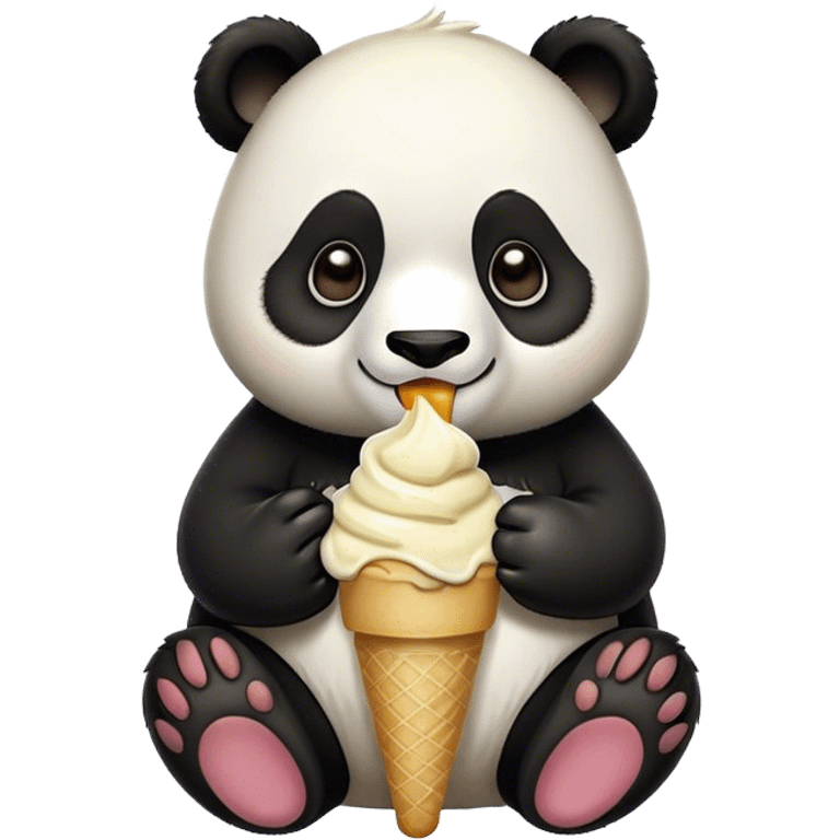 Panda eating vanilla icecream emoji