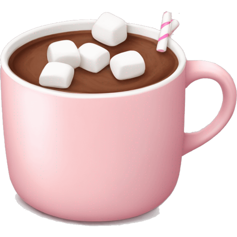 Light Pink mug of hot chocolate with marshmallows  emoji