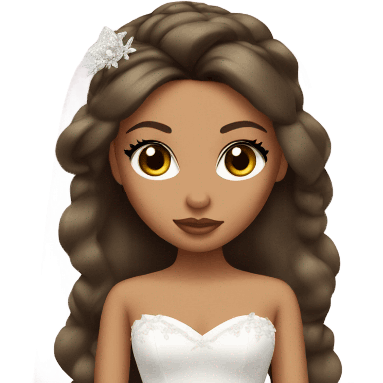 Bratz, bride,  hair, olive skin, brown almond cat eyes emoji