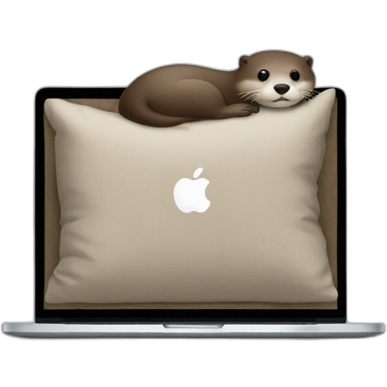 otter using a macbook with its back against a pillow emoji