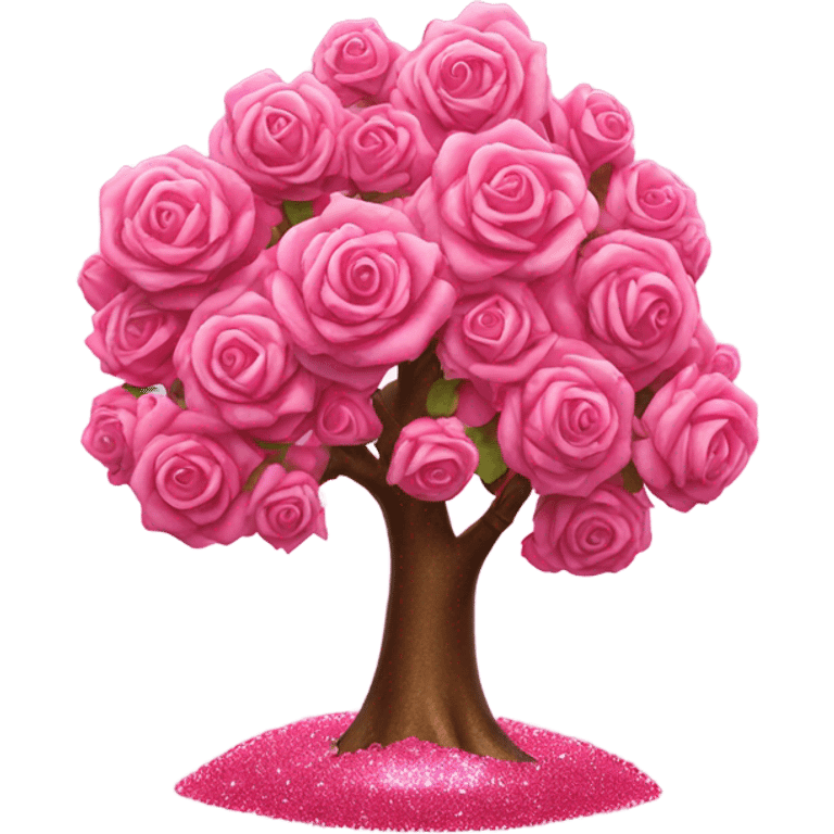 Pink tree made of roses with glitter emoji