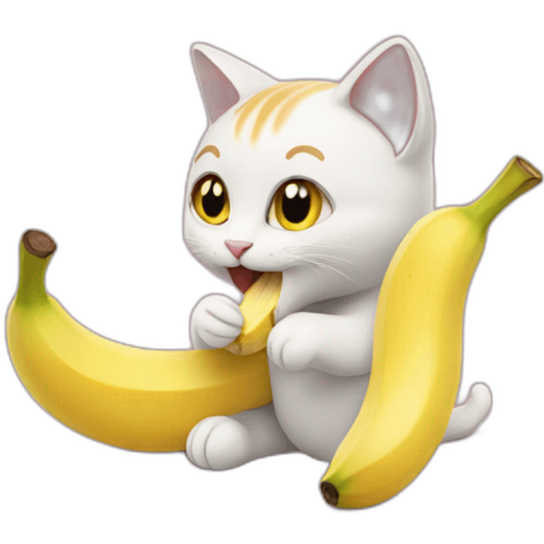 Cat eating banana emoji