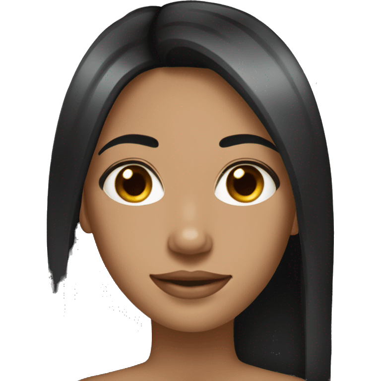 Pretty black straight hair light tan girl emoji