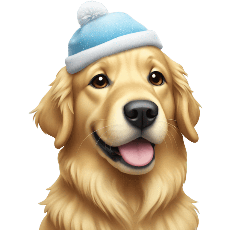 Golden retriever with snow hat emoji